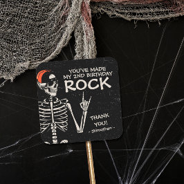 Coola två två Bone Halloween 2:a födelsedagen Part Fyrkantigt Klistermärke