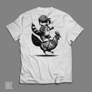 Coola tvättbjörn ridande en kyckling Roligt urban T Shirt