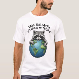 Coola tvättbjörnsälskare rädda jorden det är där m t shirt