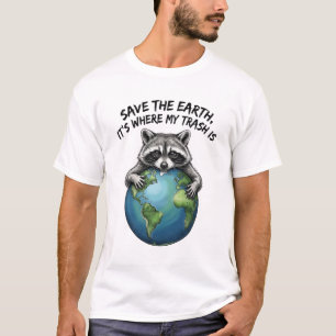 Coola tvättbjörnsälskare rädda jorden det är där m t shirt