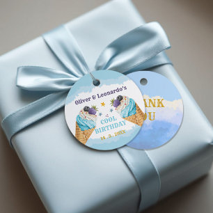 Coola Twillingar Ice Cream Boys Birthday Papper Pl Gåvor Etiketter