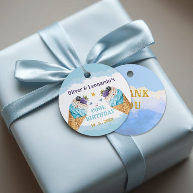Coola Twillingar Ice Cream Boys Birthday Papper Pl Gåvor Etiketter (Skapare uppladdad)