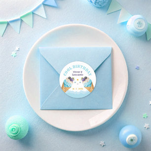 Coola Twillingar Ice Cream Boys Birthday Papper Pl Runt Klistermärke