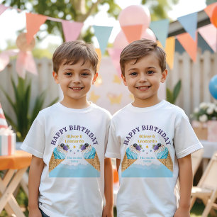 Coola Twillingar Ice Cream Boys Födelsedagsfest T Shirt