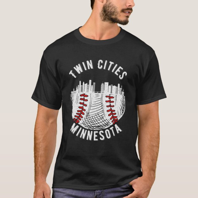 Coola Twin Cities Minnesota MN Baseball Skyline St T Shirt (Framsida)