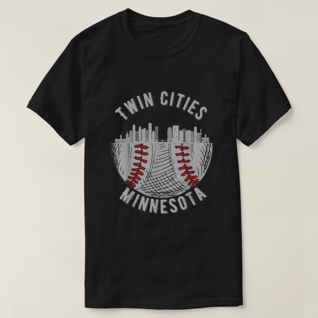 Coola Twin Cities Minnesota MN Baseball Skyline St T Shirt (Design framsida)