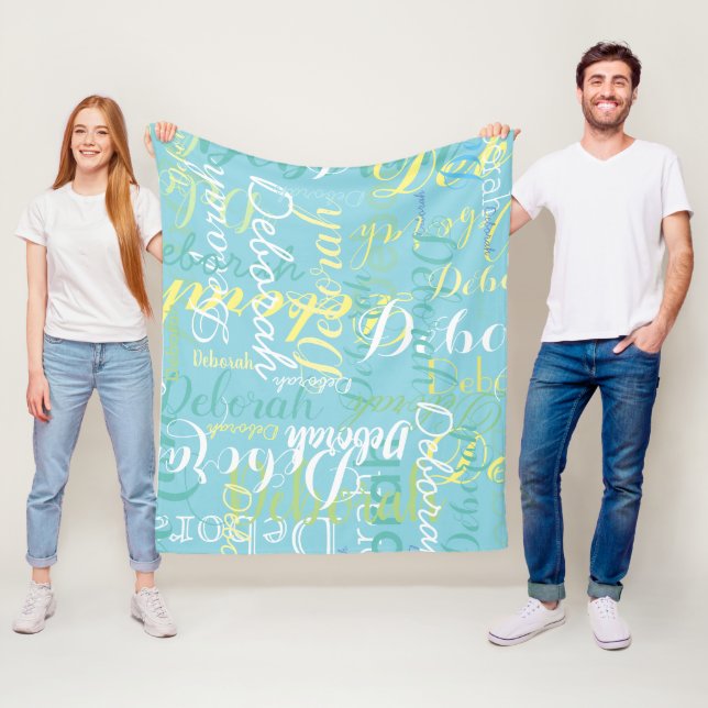 Coola typografi färgnamn robin-ägg-blå fleecefilt (På plats)