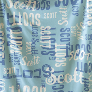 Coola Typography Graffiti Mönster Namn Blue Fleecefilt