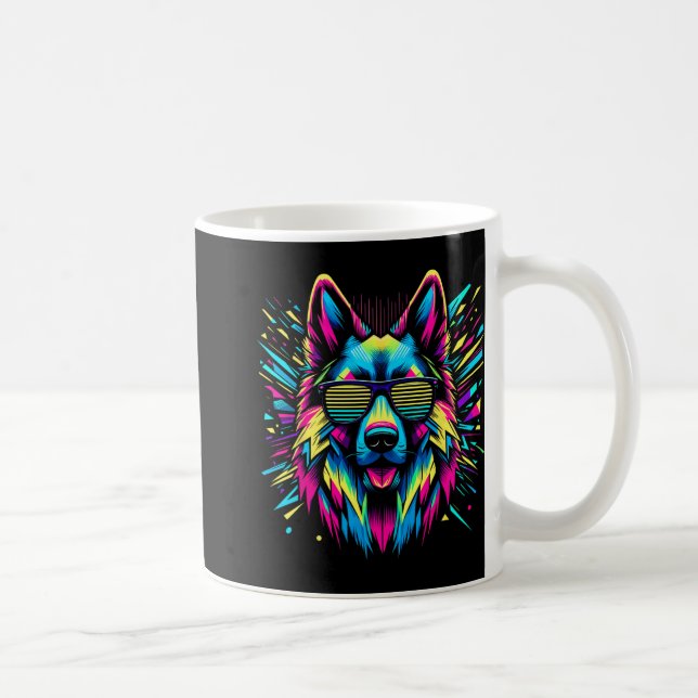 Coola Tysk Shepherd Hund Abstrakt Art Stil Kristi Kaffemugg (Höger)