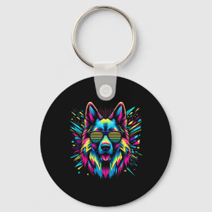 Coola Tysk Shepherd Hund Abstrakt Art Stil Kristi Nyckelring