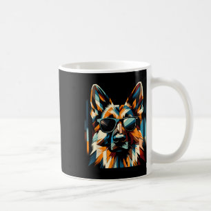 Coola Tysk Shepherd Hund Cubism Art Stil Christma Kaffemugg