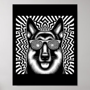 Coola Tysk Shepherd Hund Op Art Stil jul 1 Poster