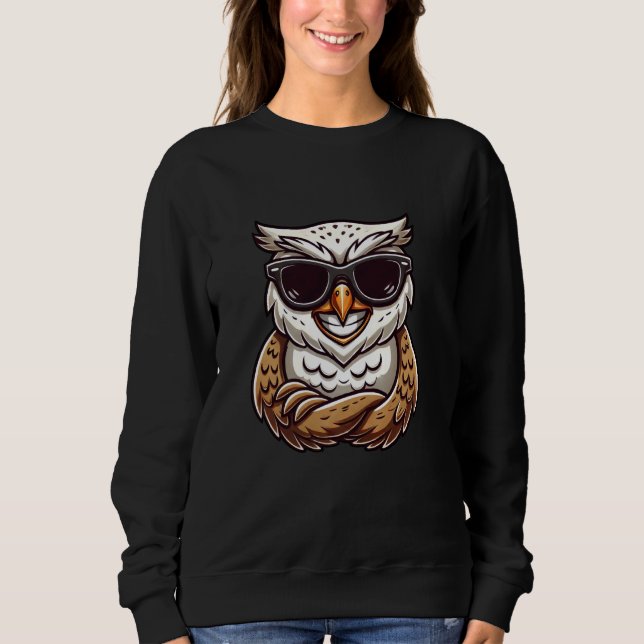 Coola Uggla Sunglass Smildrande Glatt Roligt T Shirt (Framsida)