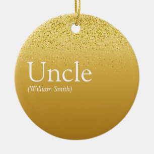 Coola Uncle Roligt Citat Modern Guld Glitter Glam Julgransprydnad Keramik