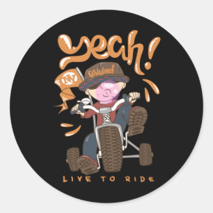 Coola unge på cykel runt klistermärke