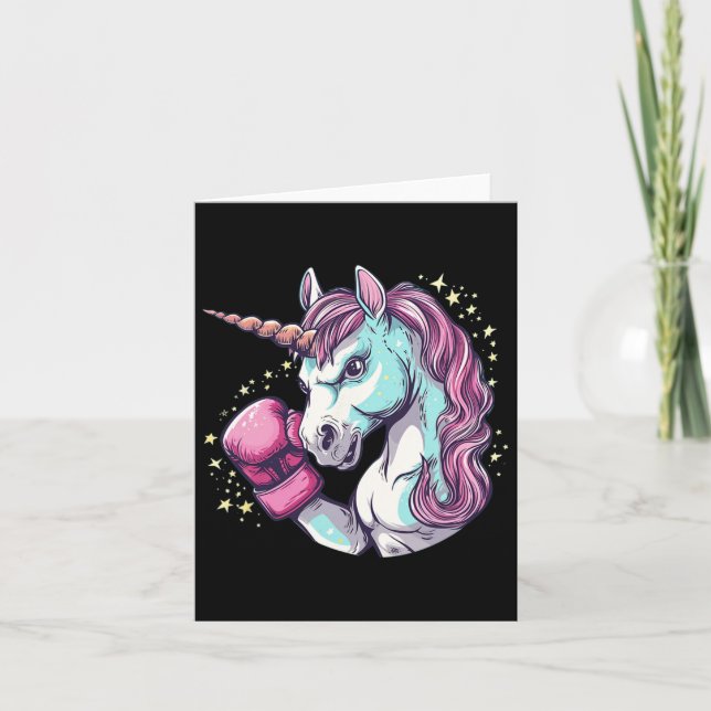 Coola Unicorn Ansikte Costume with funny Boxing Gl Kort (Framsida)