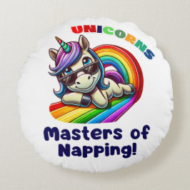 Coola Unicorn-avslappning med solglasögon Rund Kudde