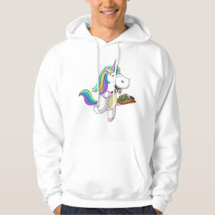 Coola Unicorn Eating Sushi Funny Japansk Food Hoodie