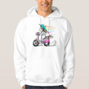 Coola Unicorn Riding Scooter Funny Horned Ho Hoodie