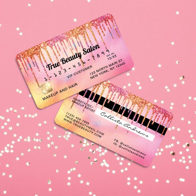 Coola Unicorn Rosa HoloGraph Glitter Drives Kredit Visitkort (Skapare uppladdad)