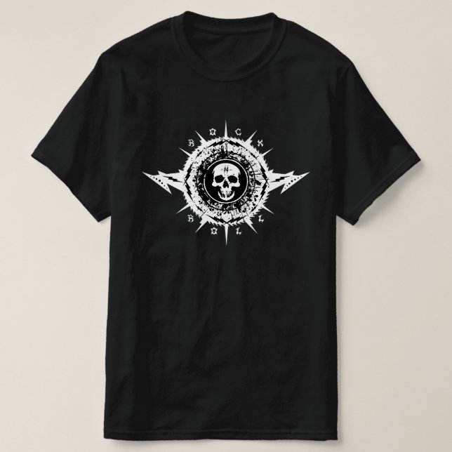 Coola Unik Sten & roll tungt skullplatta Metall T Shirt (Design framsida)