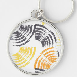 Coola, unik, trendig, färgstarka penseldrag i täto rund silverfärgad nyckelring