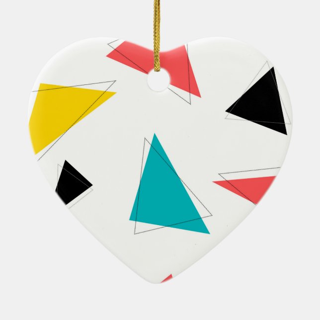 Coola, unik, trendig, färgstarka trianglar i stads julgransprydnad keramik (Baksidan)