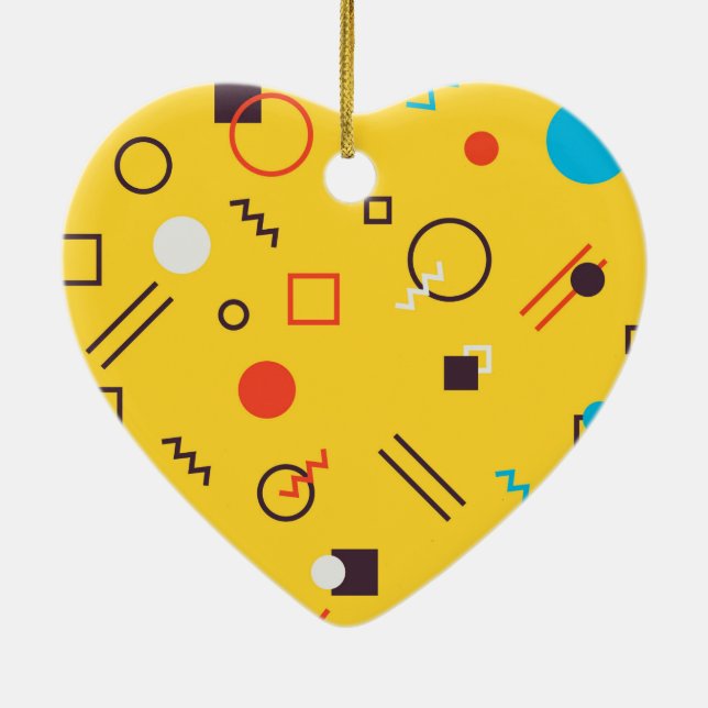 Coola, unik, trendig, geometrisk storstadsmemphis julgransprydnad keramik (Baksidan)