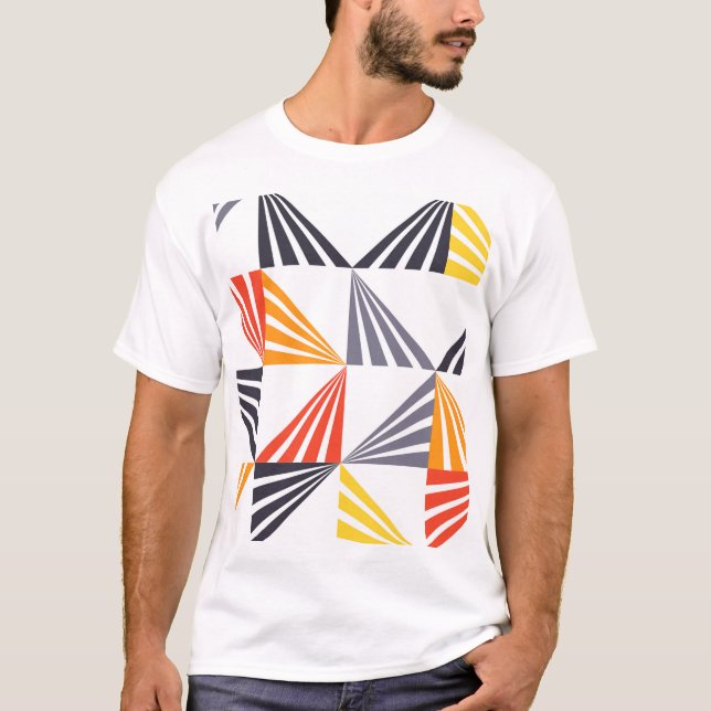 Coola, unik, trendig, stads- och färgtrianglar t shirt (Framsida)