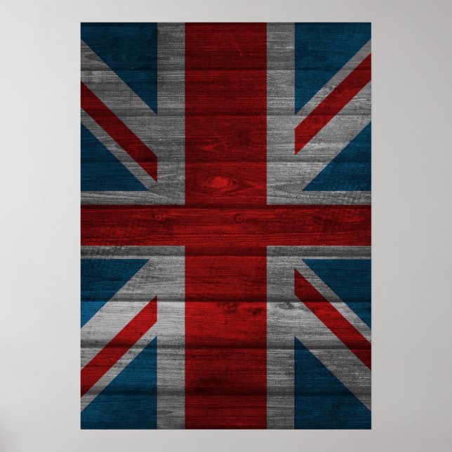 Coola unionens jack flagga gadrk grunge wood Effek Poster (Framsidan)