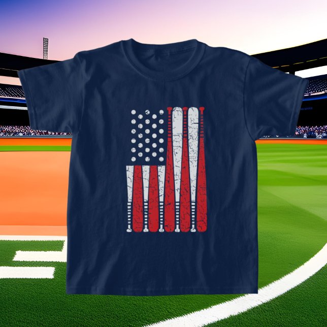 coola unisex killars baseball Flagga Patriotic T Shirt (Skapare uppladdad)