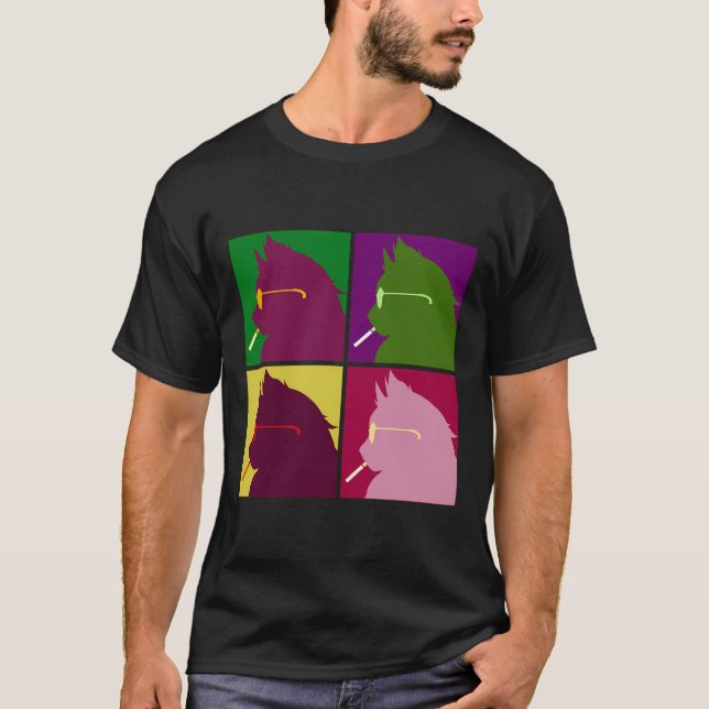 Coola Urban Pop Art Retro Stil utjämnar katt T Shirt (Framsida)