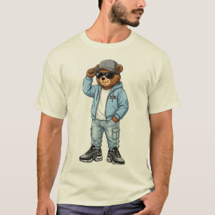 Coola urbana björnmaskotar - ljusblå streetwearkon t shirt
