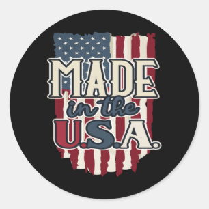 Coola USA flagga Design Made in USA Runt Klistermärke