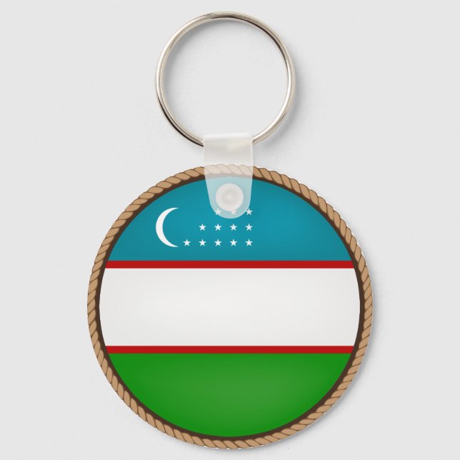 Coola Uzbekistan Flagga Seal Nyckelring (Framsida)