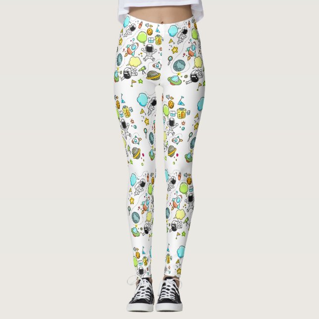 Coola vacker rymdastronaut leggings (Framsida)