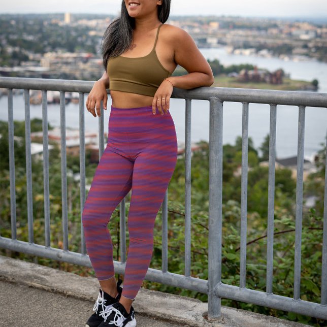 Coola Vågrät Red Gradient Rand Trippy Leggings (Skapare uppladdad)