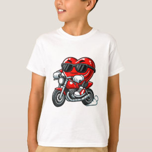 Coola Valentindagen Heart Driving Motorcykel Rider T Shirt