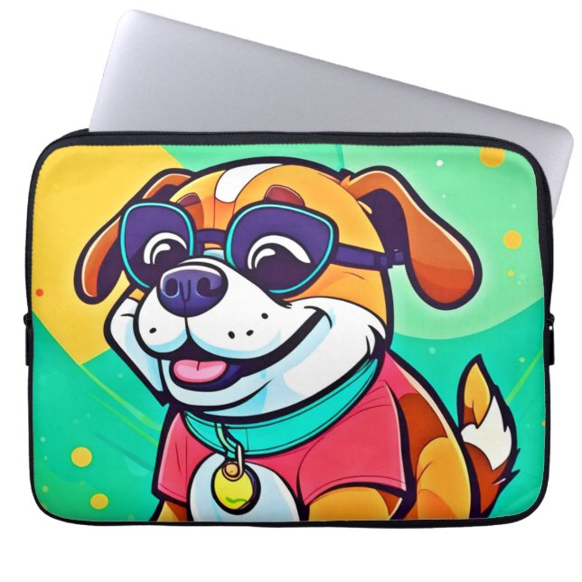 Coola Valp Tecknad Stil Artwork Laptop Fodral (Framsidan)