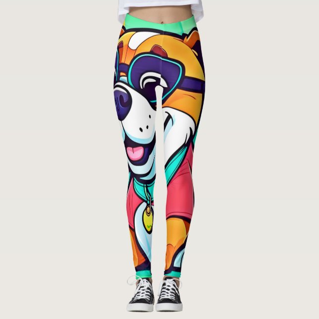 Coola Valp Tecknad Stil Artwork Leggings (Framsida)