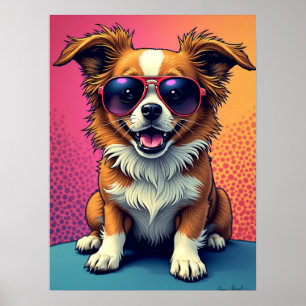 Coola Valp Vibes - Hund i Aviator Sunglasses Pop A Poster