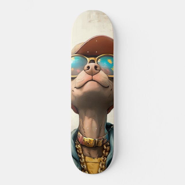 Coola Valp Vibes - Retro Stil Hund Art Skateboard (Framsida)