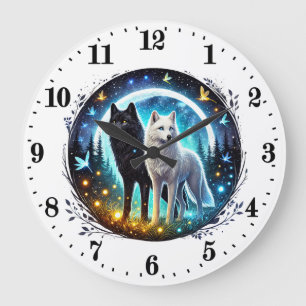 Coola varg djur älskare Clock Stor Klocka