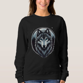Coola Varg Head Blue Ögon Detaljerad Wildlife Älsk T Shirt
