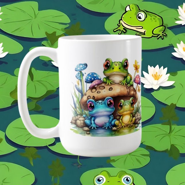 coola vattenfärgsgroda lägga till monogram kaffemugg (Skapare uppladdad)