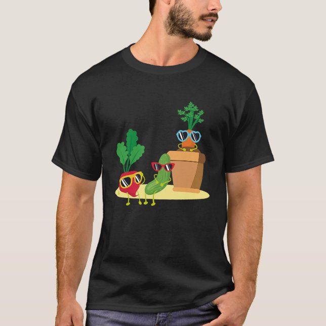Coola Veggies Sunglass I  grönsaker I G T Shirt (Framsida)