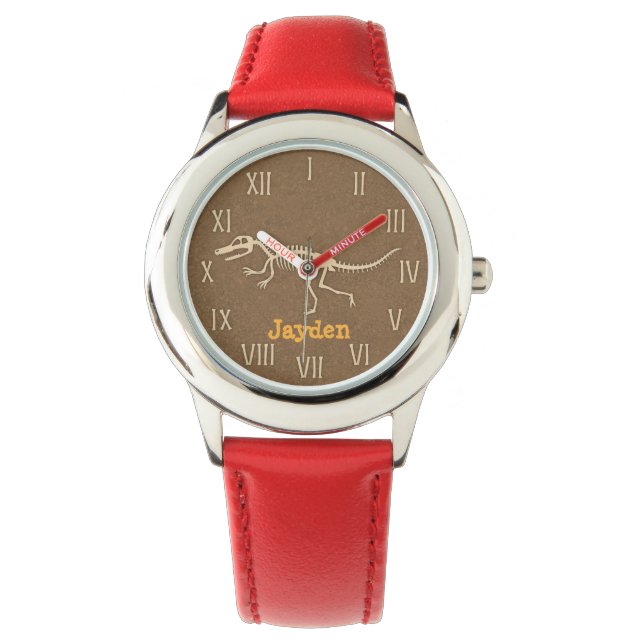 Coola Velociraptor Dinosaurben Barn Personliga Armbandsur (Framsida)