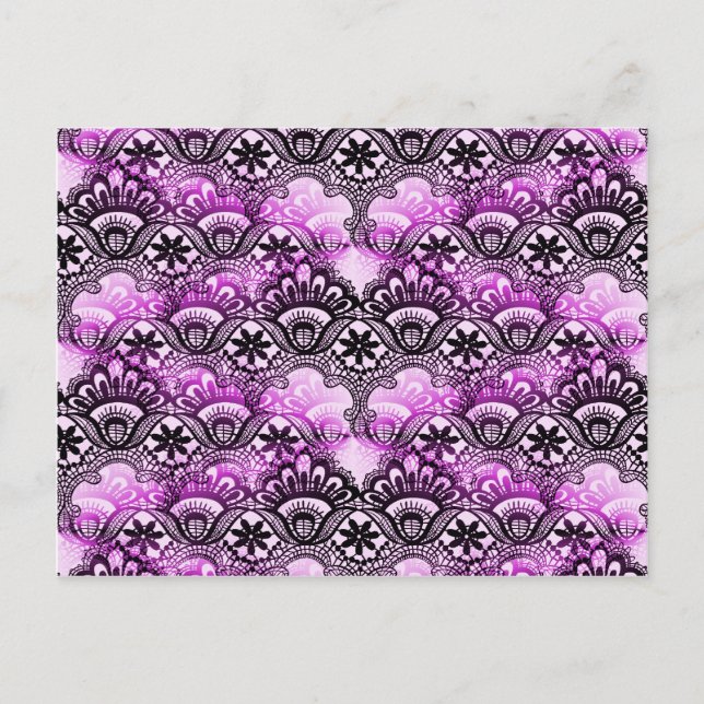 Coola Vibrant Distress Lila Snöre Damask-mönster Vykort (Framsida)
