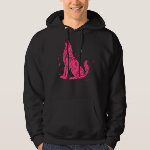 Coola Vild Rosa Varg Howling Wildlife Animals Wolv Hoodie
