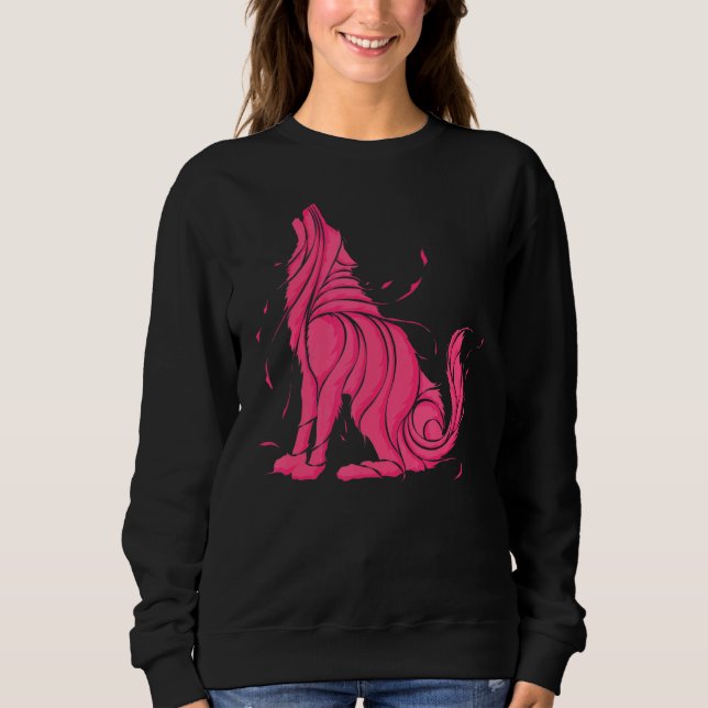 Coola Vild Rosa Varg Howling Wildlife Animals Wolv T Shirt (Framsida)